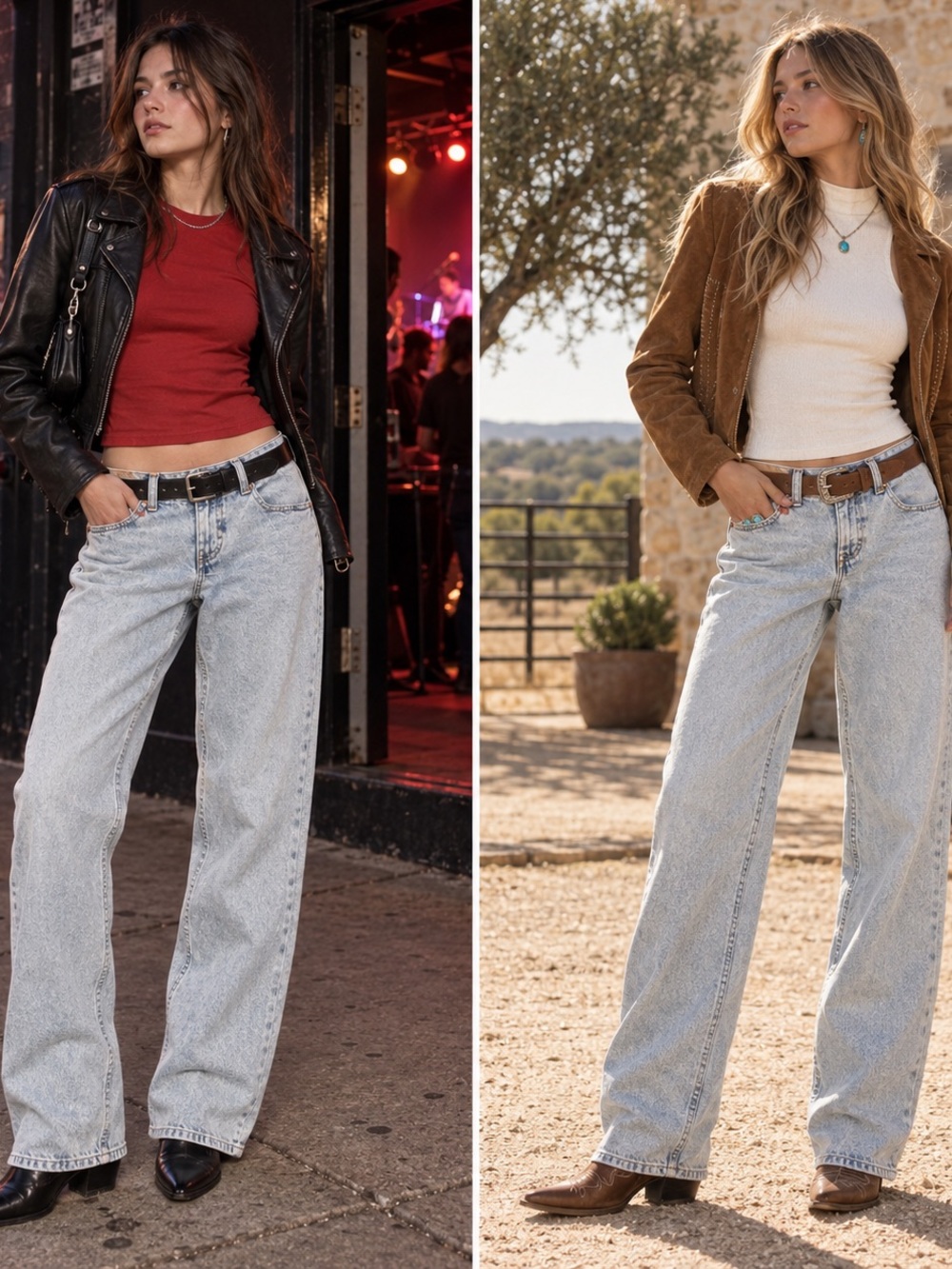 Motel Denim Low Rise Parallel Jeans 80s Light Wash W30 L34 NWT